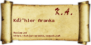 Köhler Aranka névjegykártya