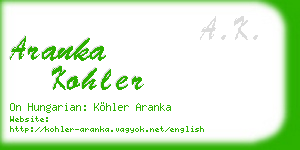 aranka kohler business card